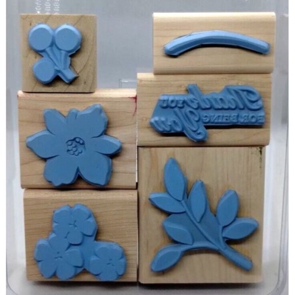 Stampin Up Best Blossoms 6 Piece Rubber Stamp Kit 2006 Thank You Floral Leaves - Picture 4 of 4